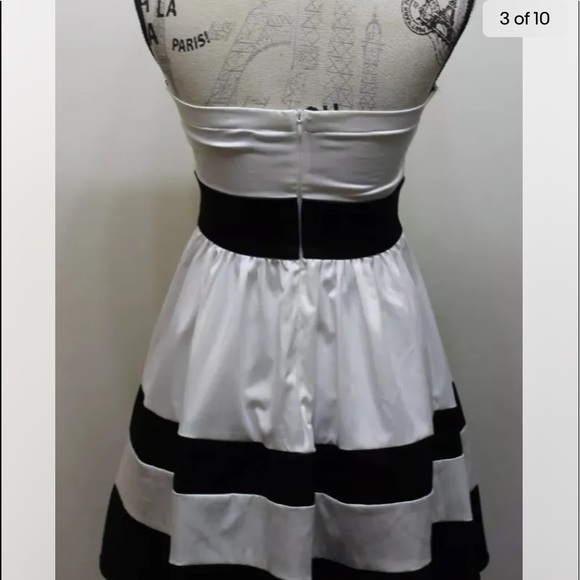 Glam Dress Women Black / White Strapless Fit And Flare Dress Small - Picture 3 of 10